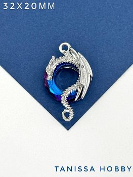 Подвеска Дракон, рондель Heliotrope, родий, Д151