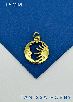 Подвеска месяц и солнце, позолота, С507