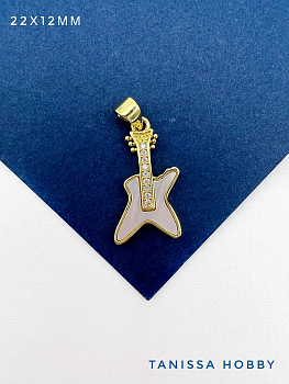 Подвеска гитара перламутр 22х12мм, позолота, А323