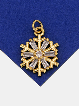 Подвеска снежинка с фианитами, 15х19мм, позолота, С323