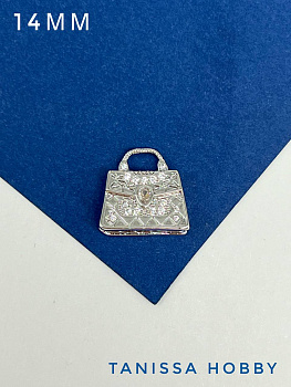 Подвеска сумка квадратная, родий, Д715