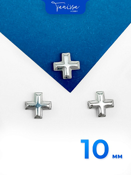 Бусина гематит, гематин, крест, 10мм, штука, ГТ030