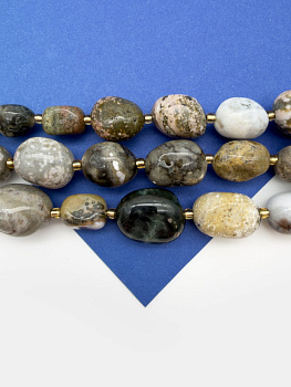 Микс Агат, галтовка, 14-20мм, 1/2 нити (19см), Б187