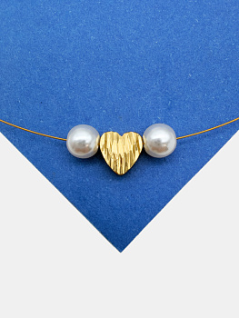 Бусина разделительная сердце ребристое 8мм, позолота, Р119