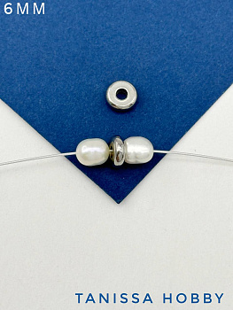 Разделители для бусин плоские шайба 6мм, ШТУКА, сталь, Ч216