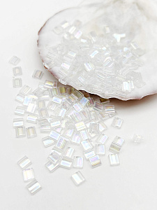 Бисер MIYUKI TILA beads, TL250, 2,5гр, прозрачный с радужным покрытием. МЮ102