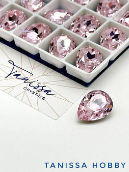 Кристалл капля Rose, 14х10мм, Tanissa Crystals, СТ332
