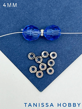 Разделители для бусин 4мм, родий. М603