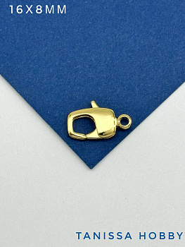 Карабин замок лобстер 16х8мм, позолота, К404