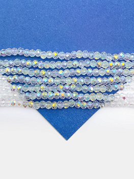 Хрусталь Рондели 2мм, прозрачный ультра АВ, нить, Х527