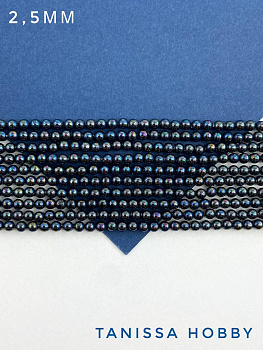 Жемчуг Майорка, круглый, 2,5мм, черный радужный, нить, МА234