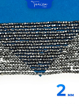 Хрусталь Биконусы 2мм, черный металлик, нить, Х461