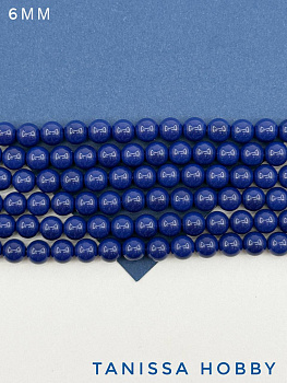 Жемчуг Майорка, синий, Porcelain Blue, 6мм, нить, МА205