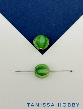 Бусина бутон зеленый цветок, лэмпворк, 12мм, штука, Х252