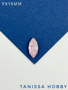 Стразы Наветт 7х15мм розовый, серебро. СТ208