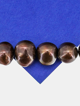 Жемчуг натуральный культивированный, круглый, яйцо, шоколадный, 11-12мм, А, нить, Ж214
