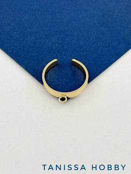 Основа для кольца гладкая с неразъемным колечком, позолота, У054