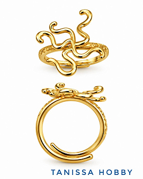 Основа для кольца, веточка 17мм, под вклейку камня, позолота, У060