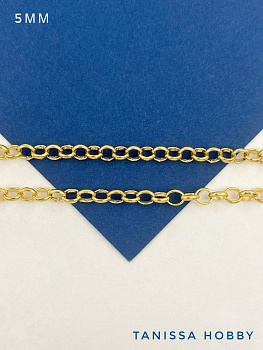 Цепочка ролло 5мм разъемная, 50см, Ю.Корея, позолота, СК026