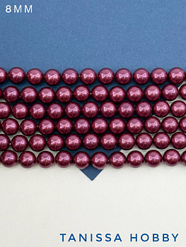 Жемчуг Майорка, бордовый, Burgundy, 8мм, нить, МА214