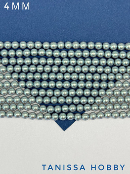 Жемчуг Майорка, зеленый, Iridescent Green, 4мм, нить, МА121