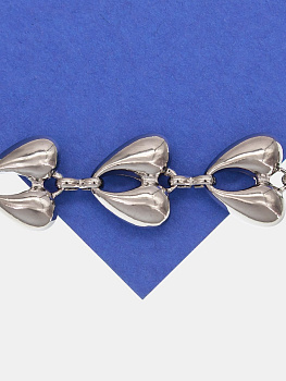 Цепочка объемное сердце, 15мм, родий, 10см, СН108