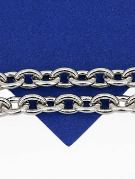 Цепочка якорная овалы, 8х6мм, родий, 50см, СН190