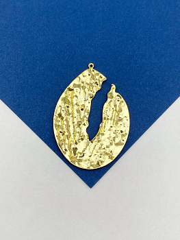 Подвеска абстракция, мятый металл, 40х33мм, позолота, Д509