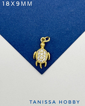 Подвеска черепаха, 18х9мм, позолота, С724