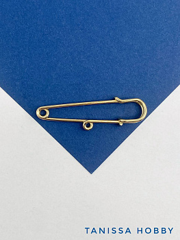 Брошь булавка 50мм, 1 петелька, позолота, Л45