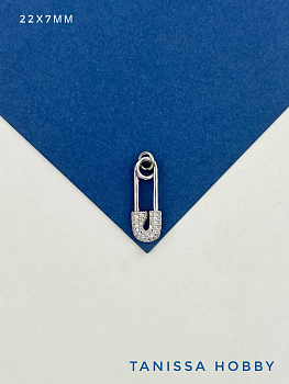 Подвеска коннектор булавка, 22х7мм, родий, А128