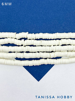 Каучук пластик айвори бусины 6мм, нить, П100