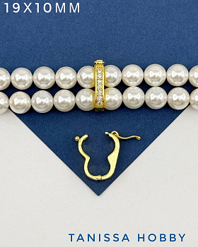 Замок карабин коннектор на 2 нити 8мм, позолота, К104