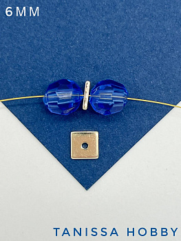 Разделители для бусин квадрат, 6мм, Категория В, позолота, ШТУКА, Р312