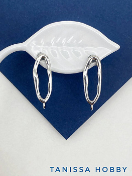 Швензы пусеты мятый овал, родий, Е828