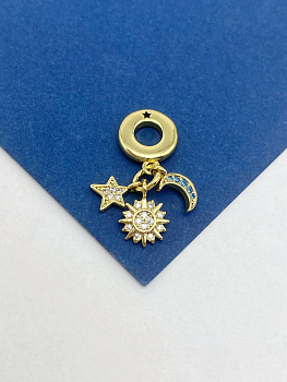 Подвеска бейл небо - звезда солнце луна, позолота, Ю833