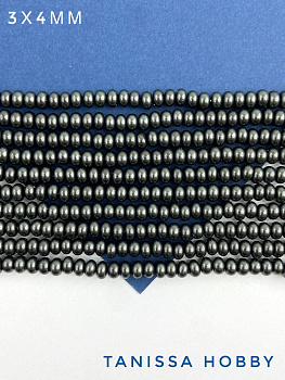 Жемчуг Майорка, кукуруза, серый графит, 3х4мм, нить, МА250