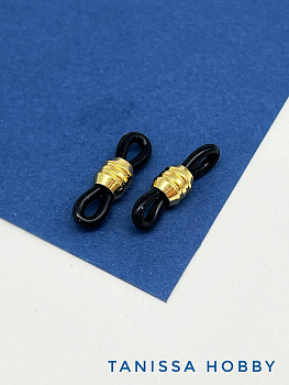 Коннектор для очков, силикон черный, позолота, П005