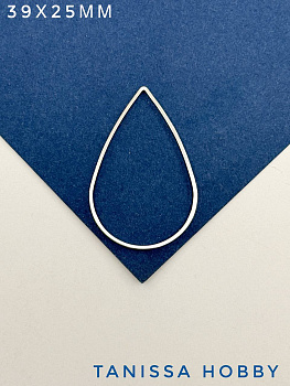 Подвеска коннектор капля, 39х25мм, родий, Ю429