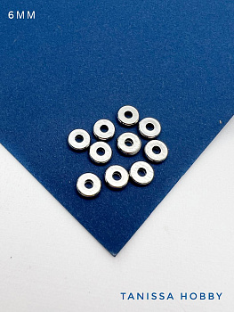 Разделители для бусин 6мм, родий, М201