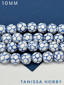 Бусина фарфоровая, 10мм, кракле, синий, штука, П064