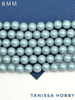 Жемчуг Майорка, голубой, Iridescent Light Blue, 6мм, нить, МА038