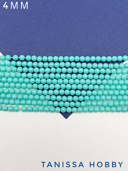 Жемчуг Майорка, круглый, бирюзовый, 4мм, нить, МА160