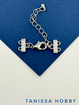 Карабин с коннекторами на 2 нити, родий, К302