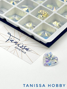 Подвеска кристалл сердце, Crystal AB, 10мм, Tanissa Crystals, СТ359