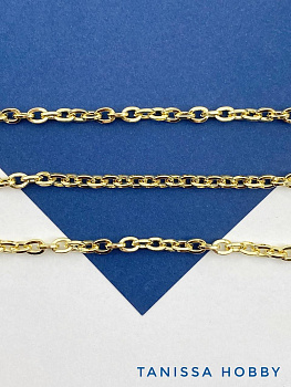 Цепочка якорная овалы, 6х4мм, позолота, 50см, СН267