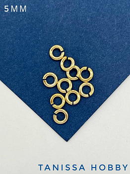 Соединительные колечки ТОЛСТЫЕ 5мм, 10шт, Ю. Корея, позолота, М718