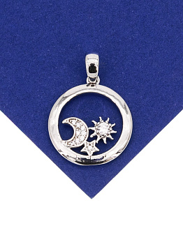 Подвеска космос - луна, солнце, звезда, родий, Д608