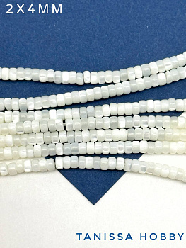 Перламутр бусины, рондели шайба, 2х4мм, нить, ПМ028