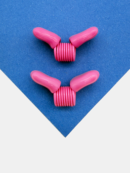 Зажим стоппер пружинка розовый для бисера, тросика и нити, пара, И84